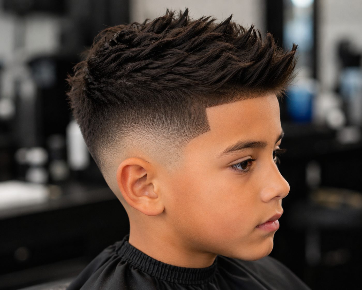 Textured Spiky Fade in the Barbershop, Mountain View, CA